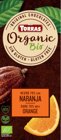TORRAS Organic - Horká čokoláda 70% - pomaranč